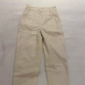 Aritzia Wilfred Beige Leather Pants